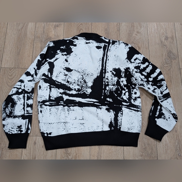 $1690 Mens Alexander McQueen Fold Skull Jacquard Sweater Black/White 2XL - Picture 3 of 7